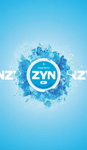 Lata Cool Mint 3 mg con explosion de hielo azul sobre el logotipo de ZYN.