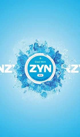 Lata Cool Mint 6 mg con explosion de hielo azul sobre el logotipo de ZYN.