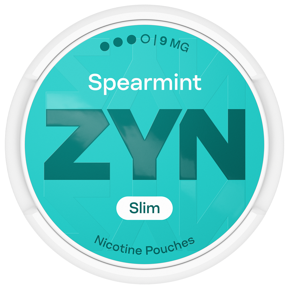 Light blue ZYN Spearmint can Slim 9 MG, view from above