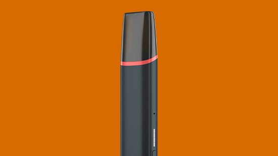 VEEV ONE vaping device on orange background