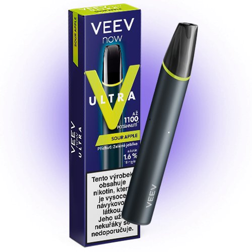 VEEV NOW ULTRA Sour Apple zařízení a krabička