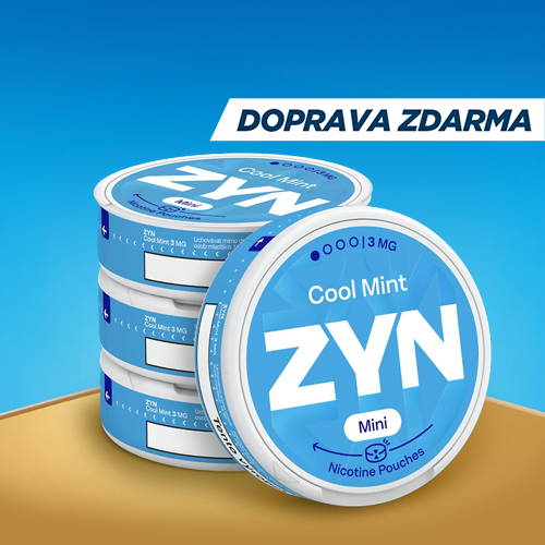 ZYN krabičky na modrém pozadí