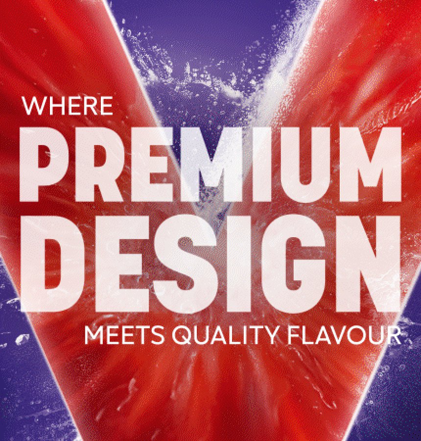 VEEV Banner mit dem Claim Where Premium Design meets Quality Flavour