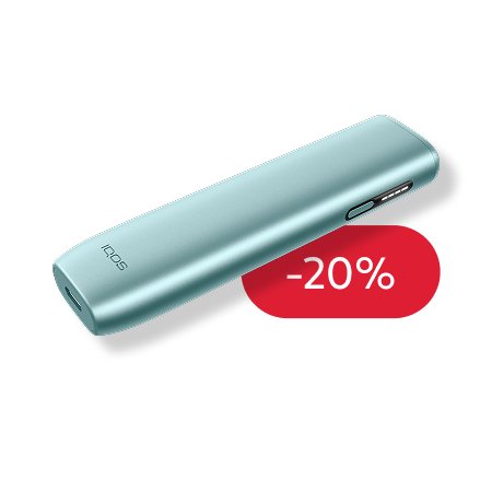 IQOS Iluma i ONE turquesa en vista lateral aislado sobre fondo blanco