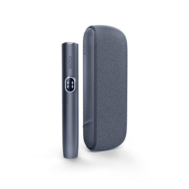 Blue IQOS ILUMA device and its charger