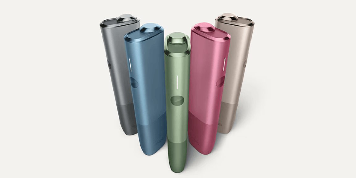 Five IQOS ONE devices in the full range of colours.