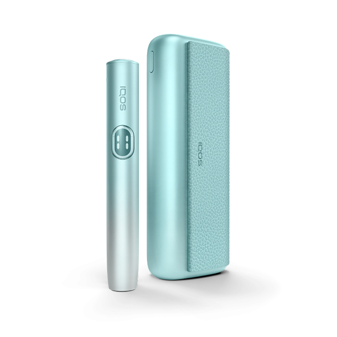 Устройство IQOS ILUMA i PRIME цвета Лазурный бриз и зарядное устройство
