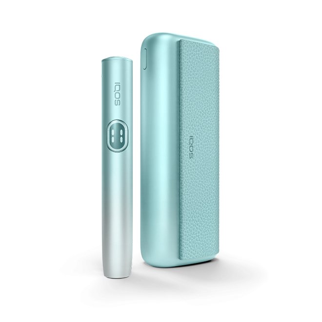 Устройство IQOS ILUMA i PRIME цвета Лазурный бриз и зарядное устройство