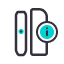 أيقونة جهاز IQOS مع رمز معلومات فيروزي.