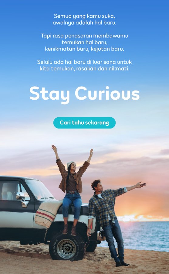 Banner Stay Curious IQOS – Seorang pria dan seorang Wanita berdiri di pnatai dengan sebuah mobil