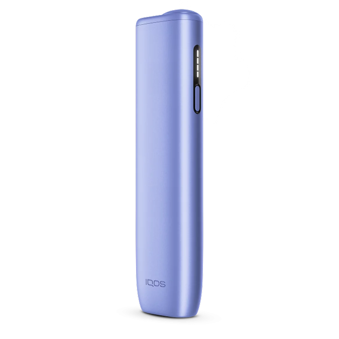 Holder IQOS Iluma i ONE color lila en vista lateral sobre fondo azul