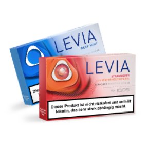 Zwei LEVIA Packs in den Sorten Strawberry with Watermelon Pearl und Deep Mint