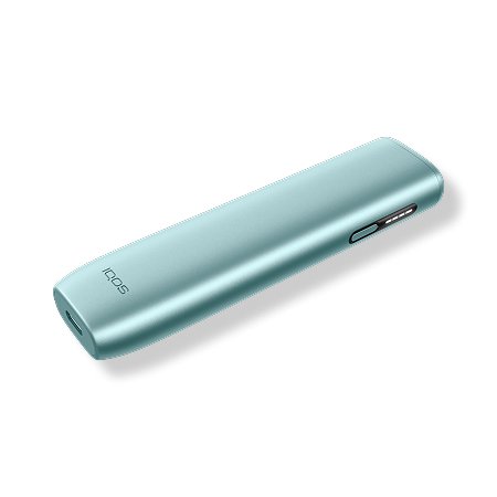 IQOS Iluma i ONE turquesa en vista lateral aislado sobre fondo blanco