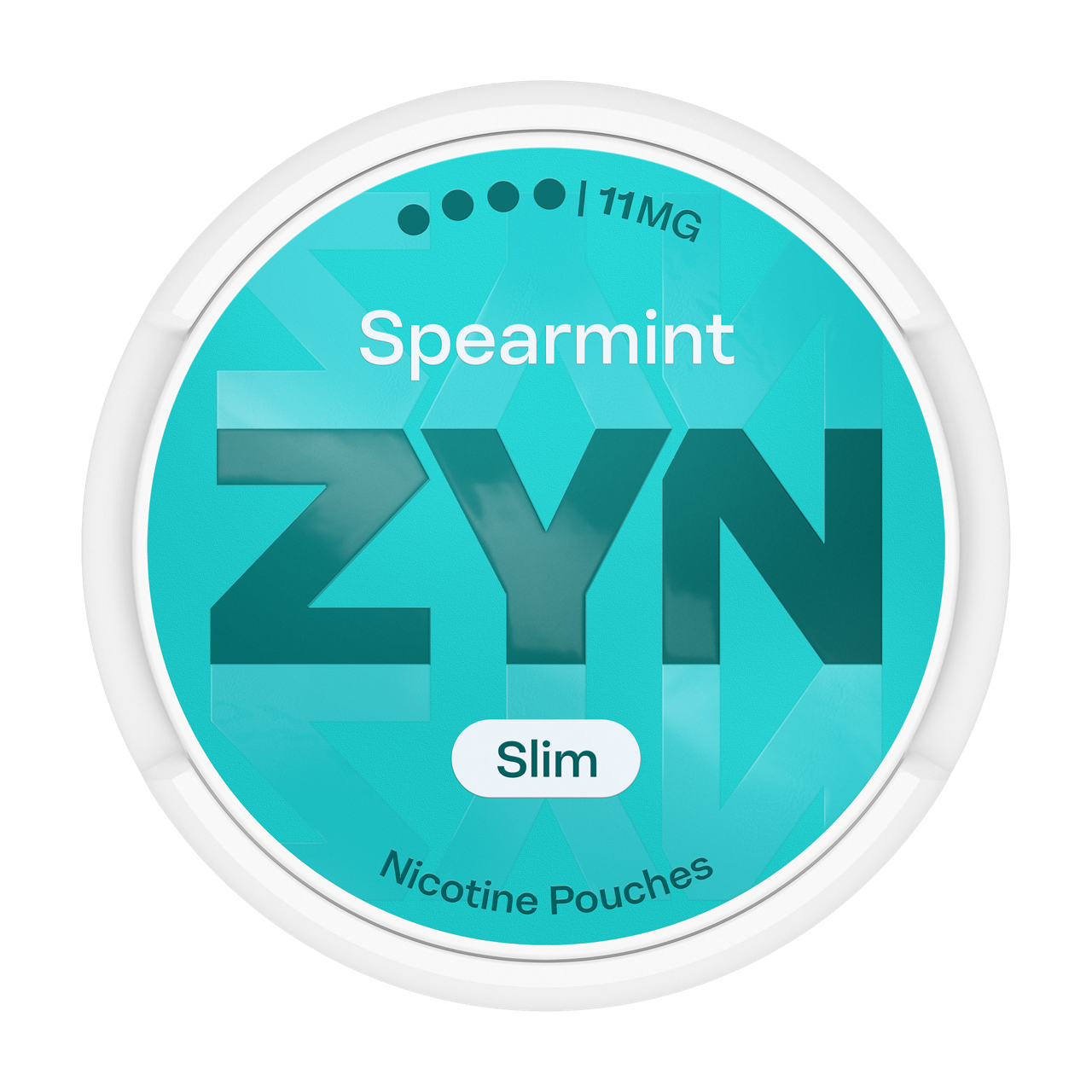 Svjetloplava kutija ZYN Spearmint Slim (Regular) 11 mg, pogled odozgo