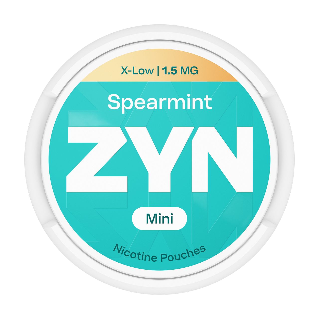 Svjetloplava kutija ZYN Spearmint Mini 1,5 mg, pogled odozgo