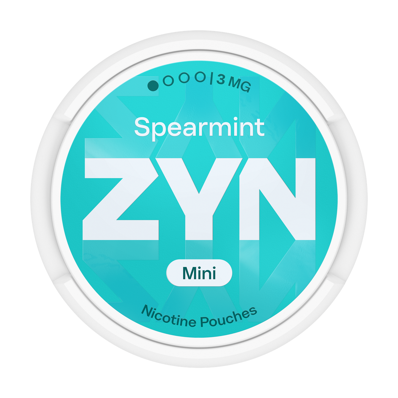 Svjetloplava kutija ZYN Spearmint Mini 3 mg, pogled odozgo