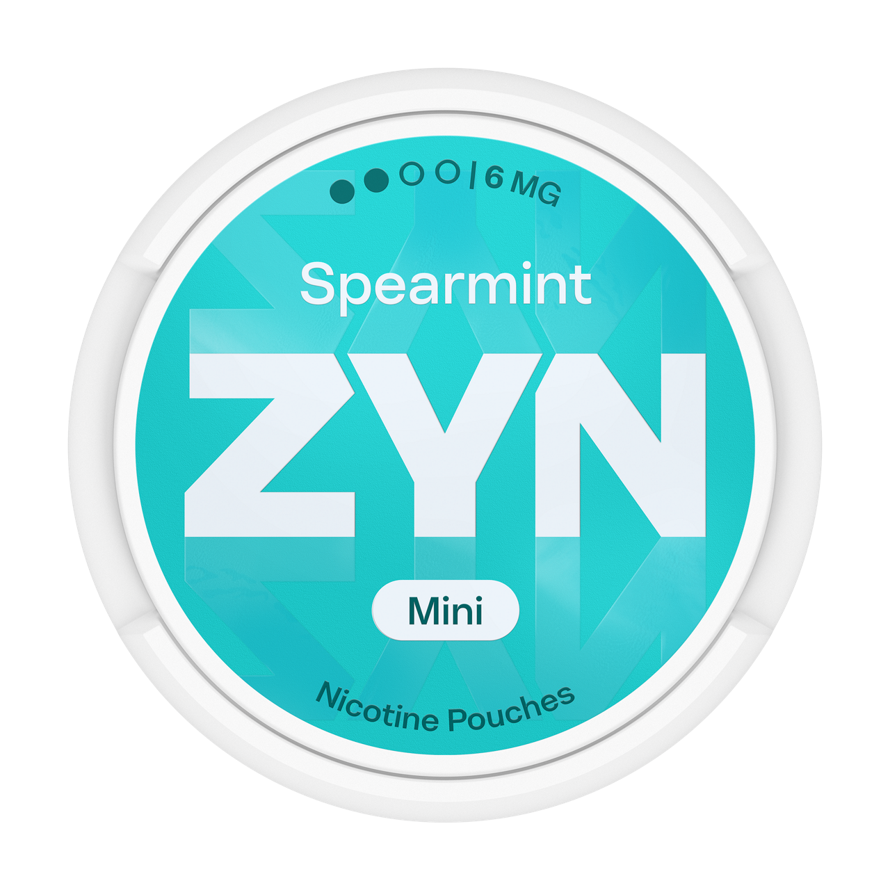 Svjetloplava kutija ZYN Spearmint Mini 6 mg, pogled odozgo