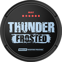 THUNDER Frosted Max Regular Size – schwarze und blaue Dose mit tabakfreien Nikotinpouches