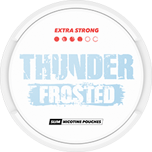 THUNDER Frosted Extra Strong Slim Size – weiße und blaue Dose mit tabakfreien Nikotinpouches