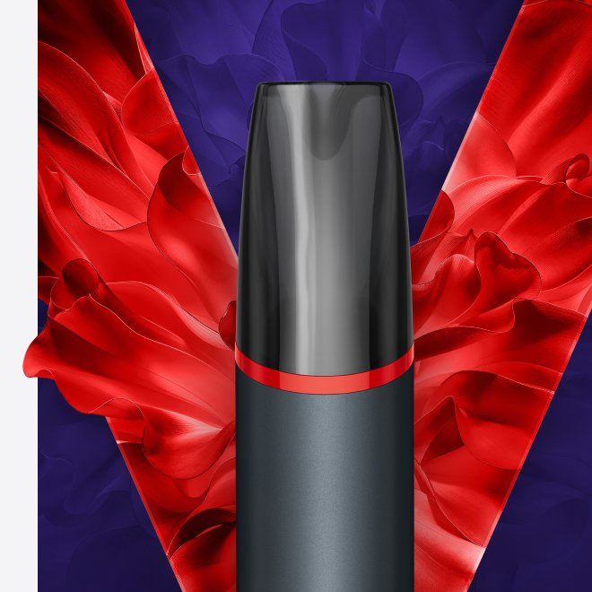 Jednorazová e-cigareta VEEV NOW ULTRA na pozadí s červeným logom V