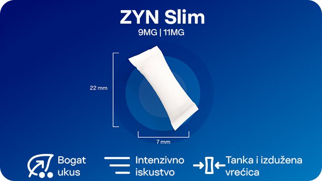 ZYN Slim nikotinska vrećica – veličina 22 x 7 mm i 9 mg ili 11 mg – bogat ukus i slim format