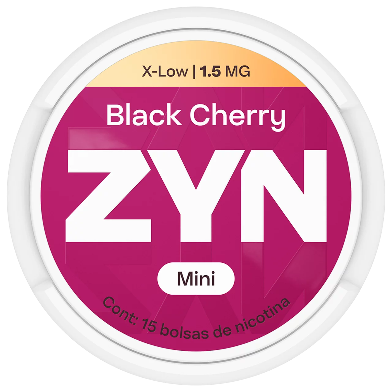 Lata mini de ZYN Black Cherry roja de 1.5 mg, vista desde arriba