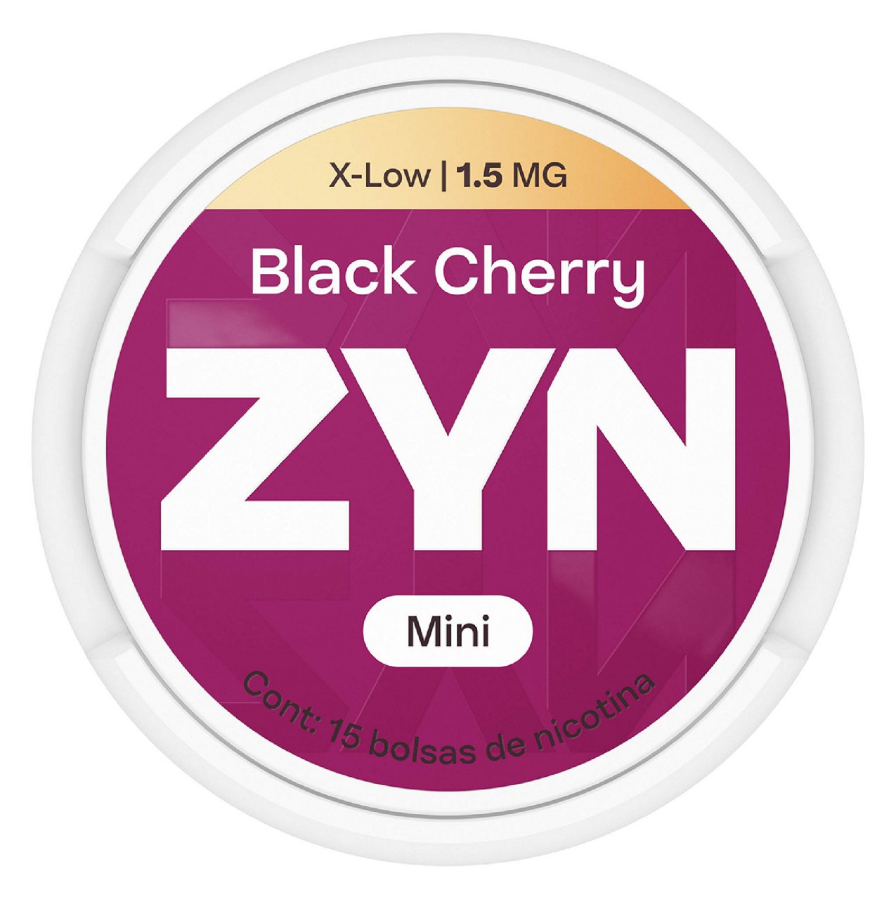 Lata mini de ZYN Black Cherry roja de 1,5 mg, vista desde arriba