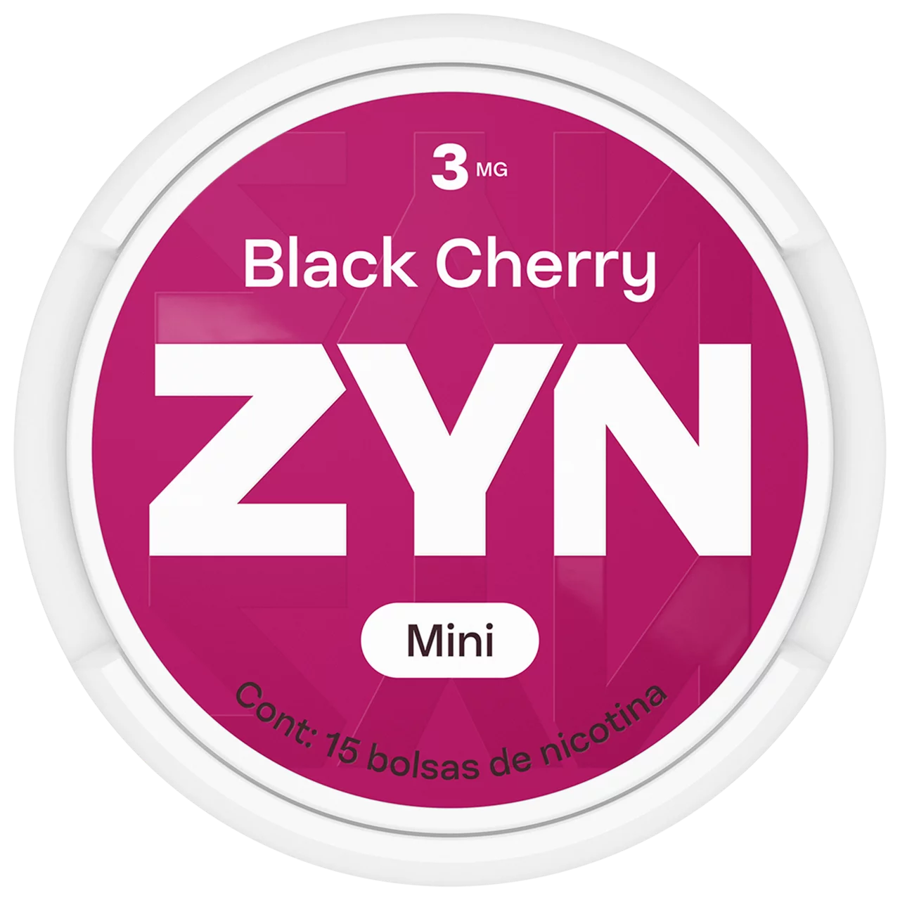 Lata mini de ZYN Black Cherry roja de 3 mg, vista desde arriba