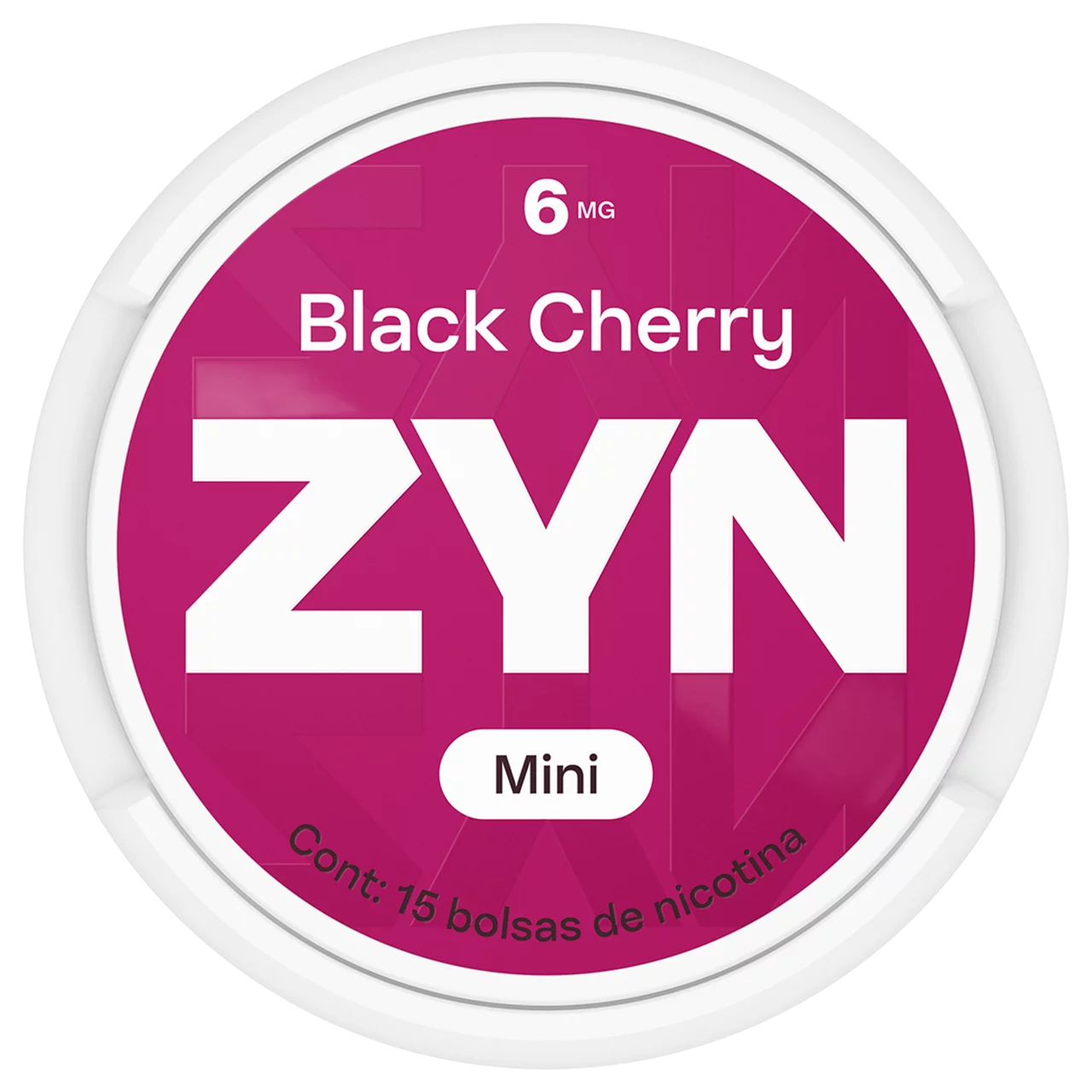 Lata mini de ZYN Black Cherry roja de 6 mg, vista desde arriba