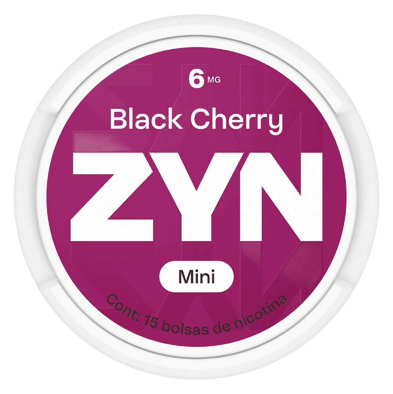 Lata mini de ZYN Black Cherry roja de 6 mg, vista desde arriba