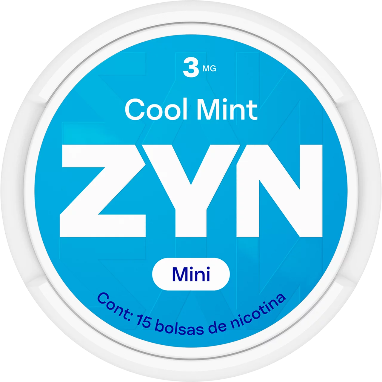 Lata mini de ZYN Cool Mint azul de 3 mg, vista desde arriba