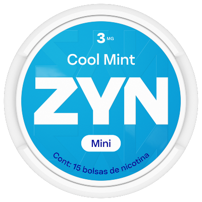 Lata de ZYN Cool Mint Azul Regular, vista desde arriba.