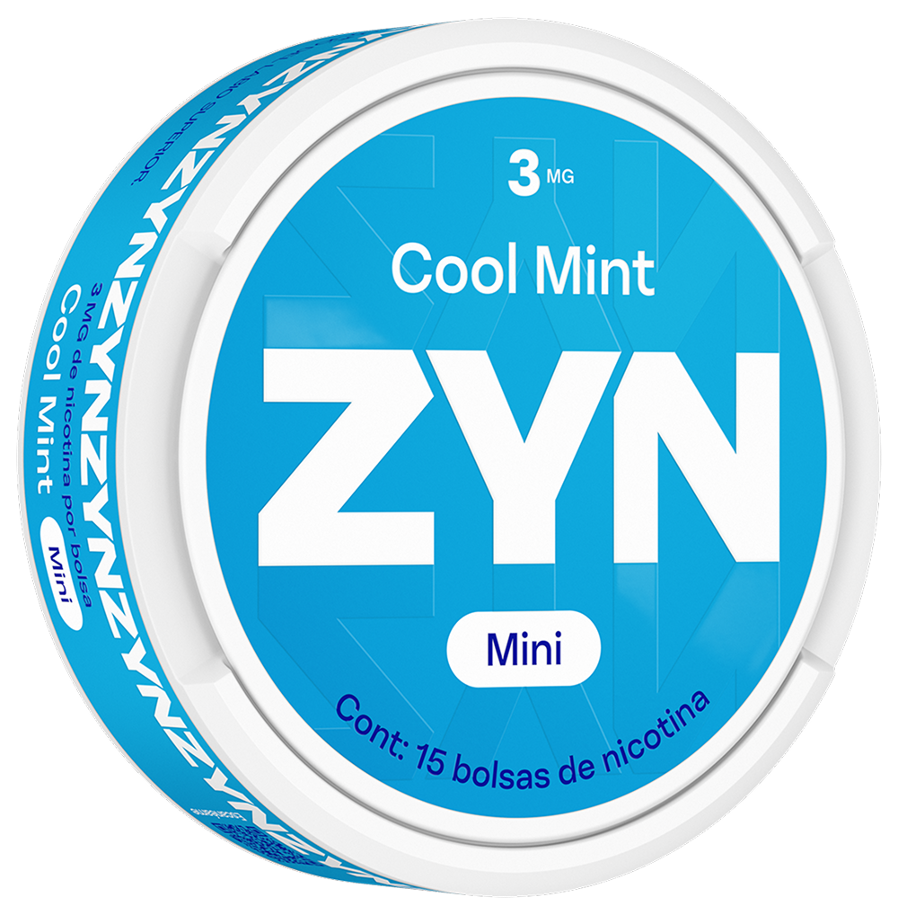 Lata regular de Blue ZYN Cool Mint, vista lateral de tres cuartos