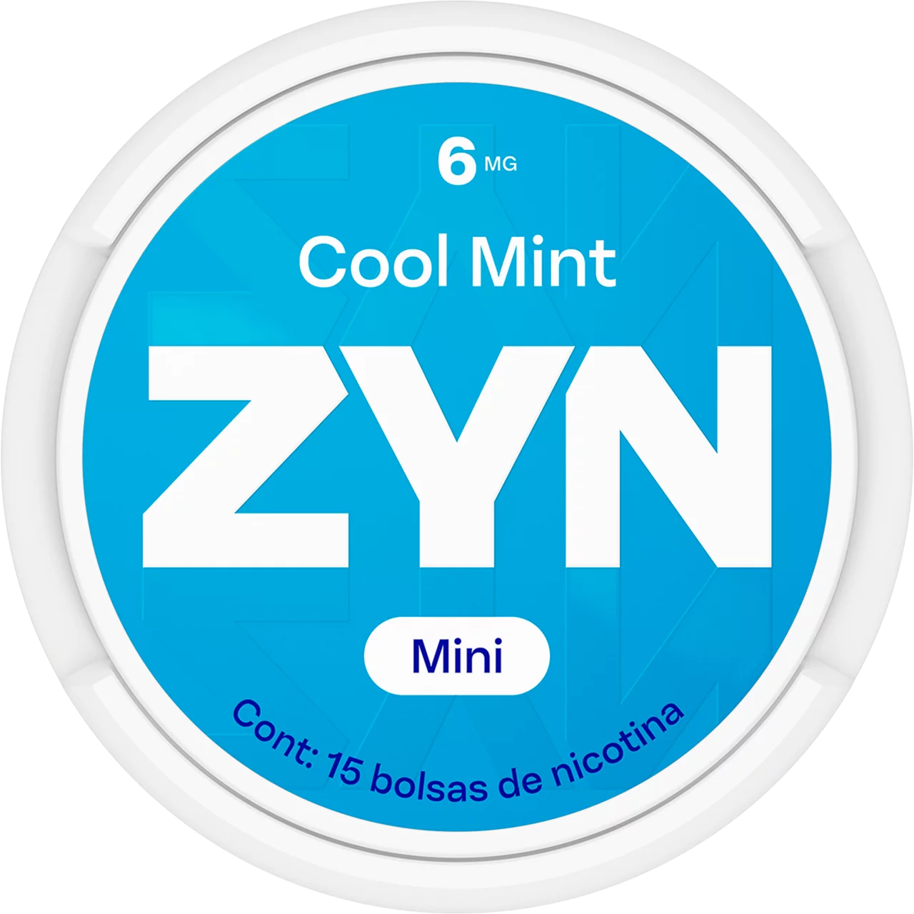Lata mini de ZYN Cool Mint azul de 6 mg, vista desde arriba