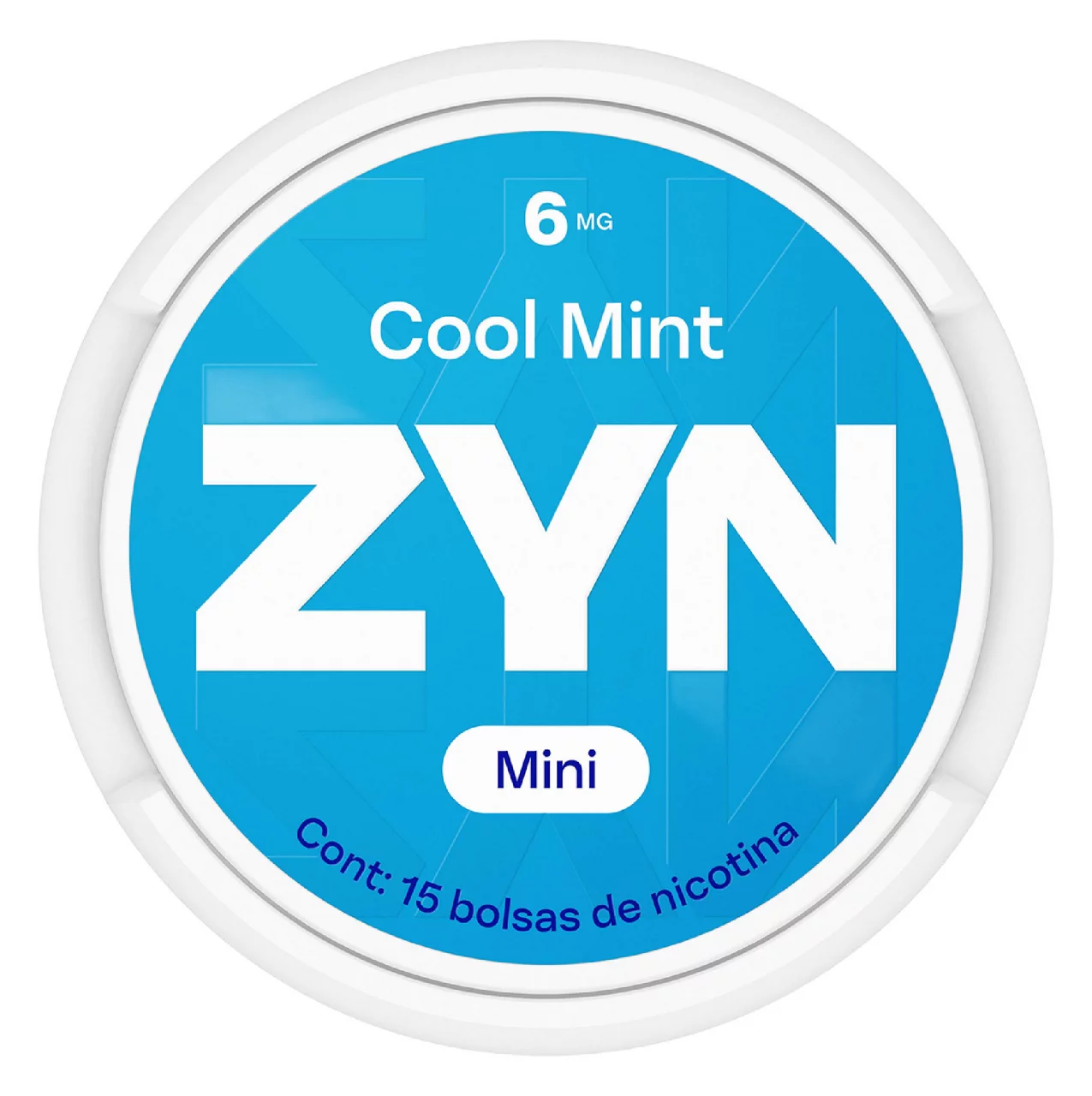 Lata mini de ZYN Cool Mint azul de 6 mg, vista desde arriba