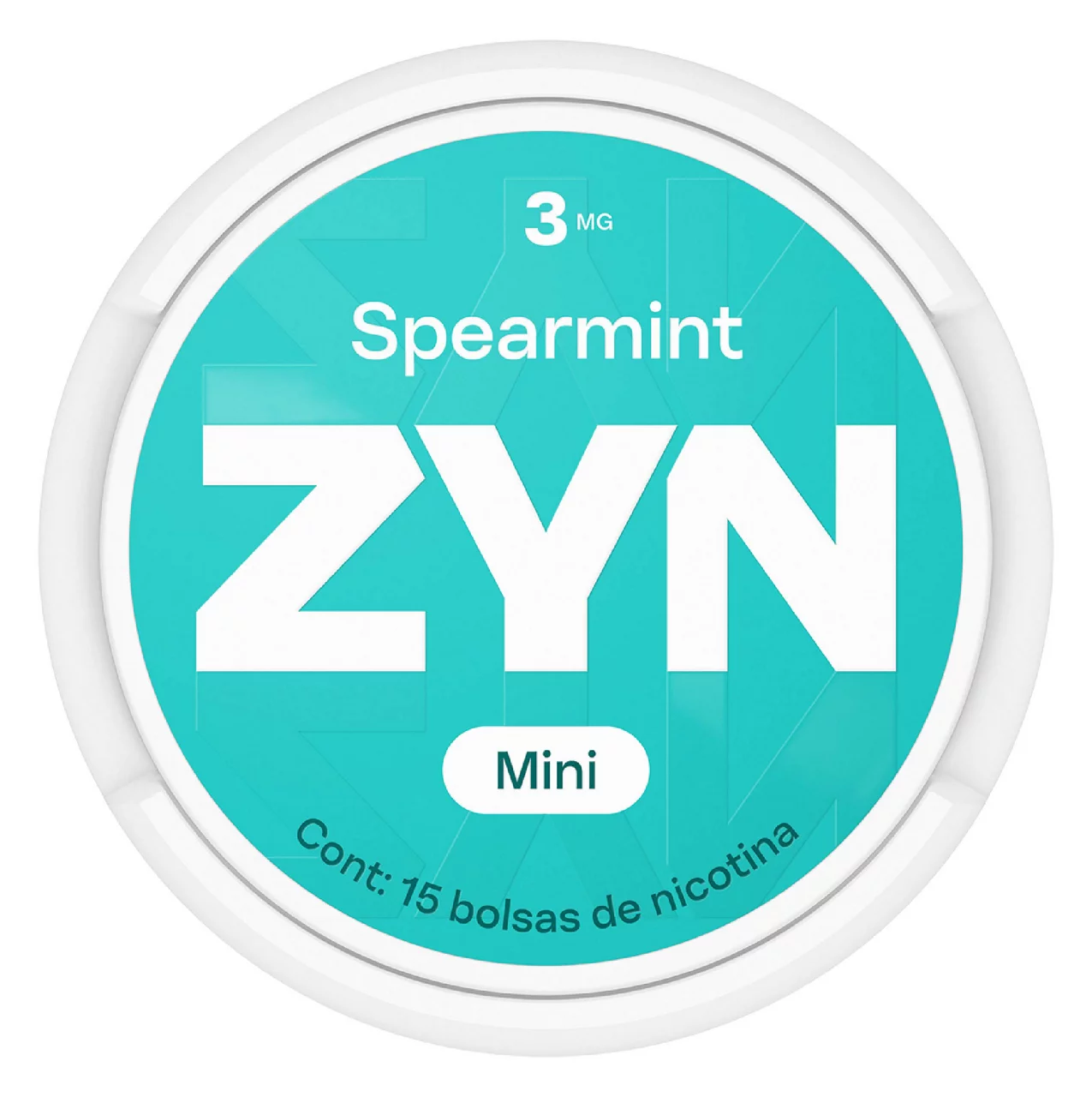 Lata de menta verde ZYN azul claro Mini 3 MG, vista desde arriba