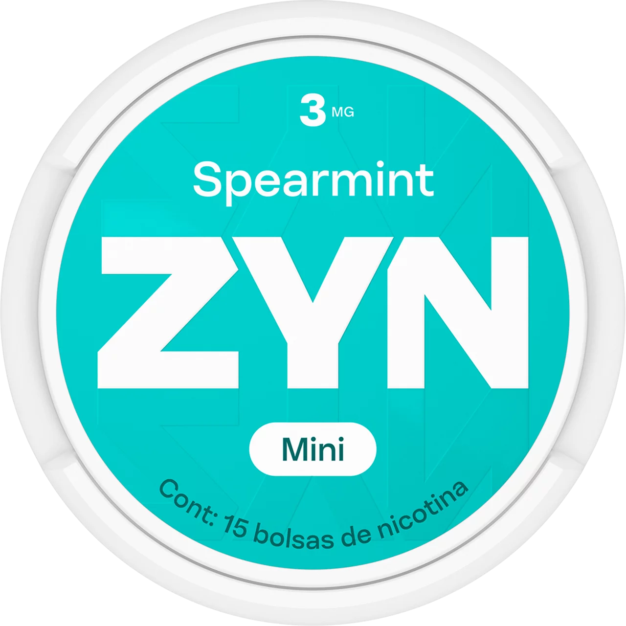 ZYN COOL MINT: bolsa de nicotina de color azul claro sobre fondo con textura de hielo azul