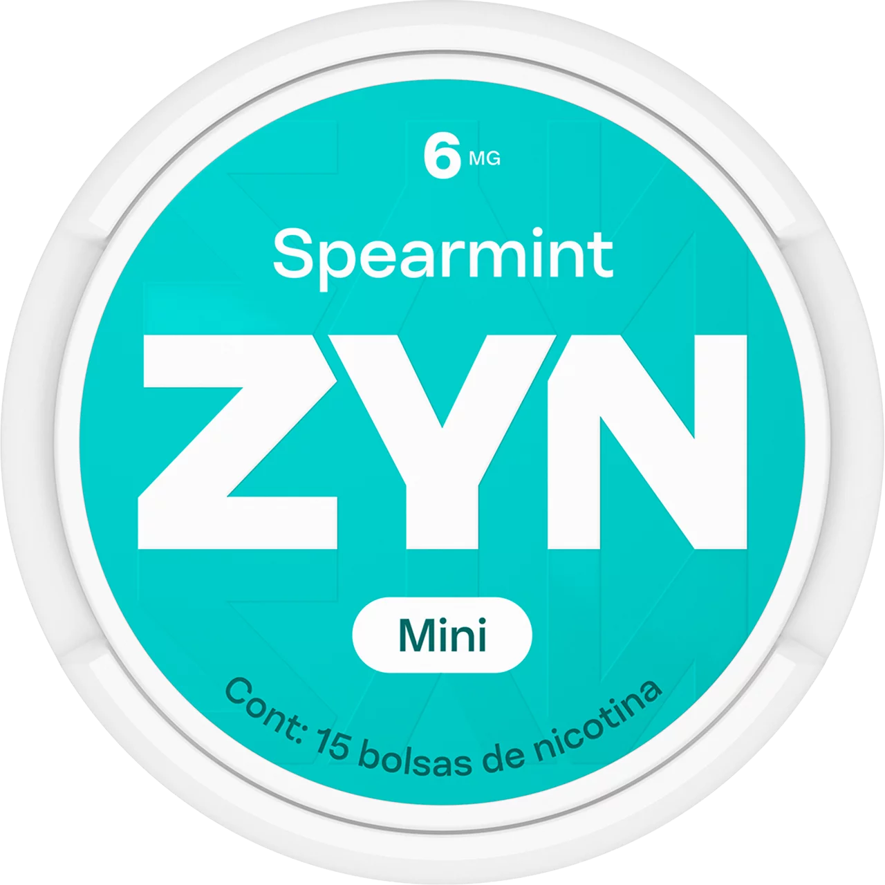 ZYN COOL MINT: bolsa de nicotina de color azul claro sobre fondo con textura de hielo azul