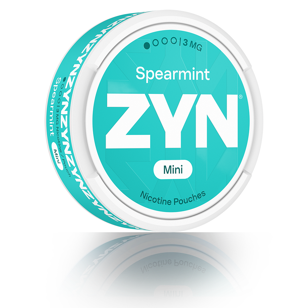 Green ZYN Spearmint Mini can - three-quarter view