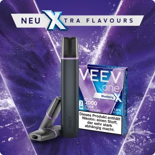 VEEV ONE Extra Blueberry Banner mit VEEV ONE Gerät