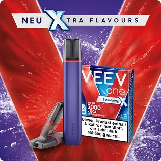 VEEV ONE Extra Strawberry Banner mit VEEV ONE Gerät