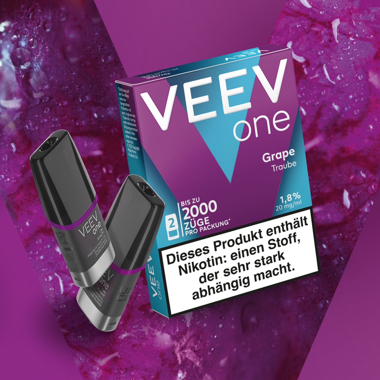 VEEV ONE Pods und VEEV NOW in Grape