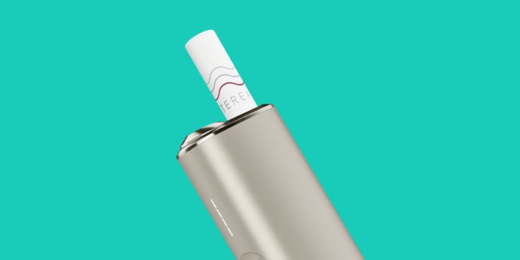 TEREA Stick eingesetzt in IQOS ILUMA ONE auf Bright Teal Hintergrund