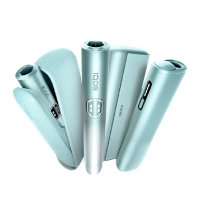 Innovative Breeze Blue IQOS ILUMA i device with multiple views showcasing sleek design and modern technology.