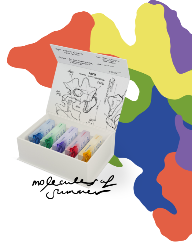 Kunstvoll gestaltete Box mit 5 verschiedenen LEVIA Sorten.