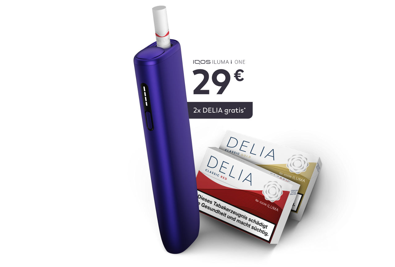 IQOS ILUMA i ONE mit 2 Packungen DELIA gratis für 29 €