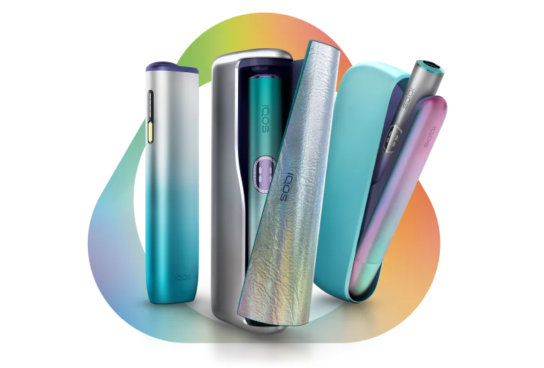 IQOS ILUMA i REMIX Limited Edition vor einem bunten Hintergrund