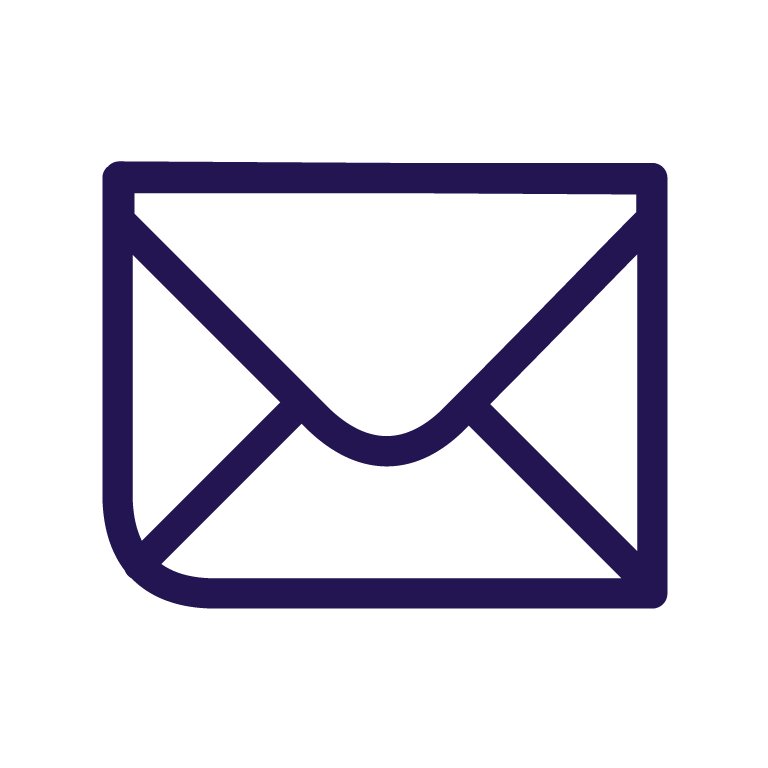 Ícono de un sobre azul oscuro sobre fondo blanco, representando un correo electrónico.