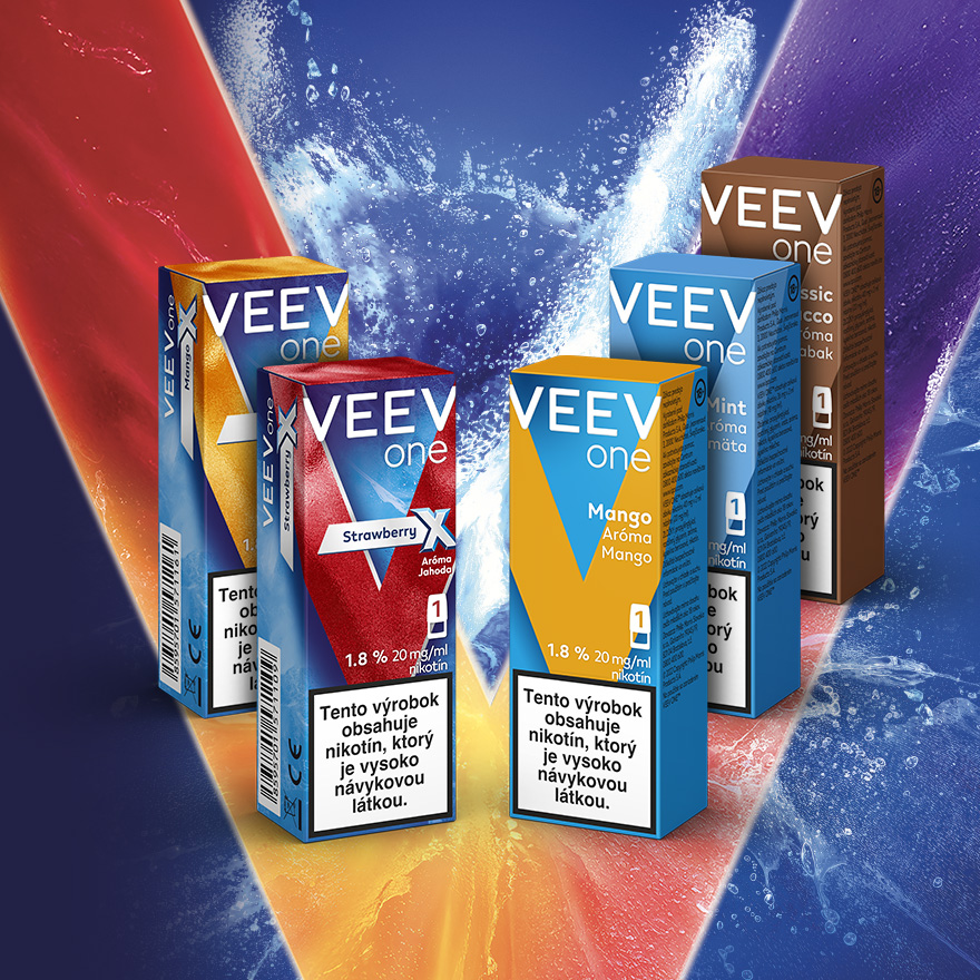 5 krabičiek príchutí VEEV ONE