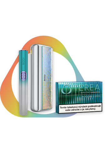IQOS ILUMA i PRIME REMIX Limited Edition + TEREA REMASTER Limited Edition na duhovém pozadí